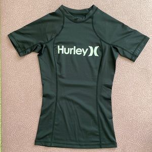 Hurley One and Only Solid Short Sleeve Rashguard, Black, XS